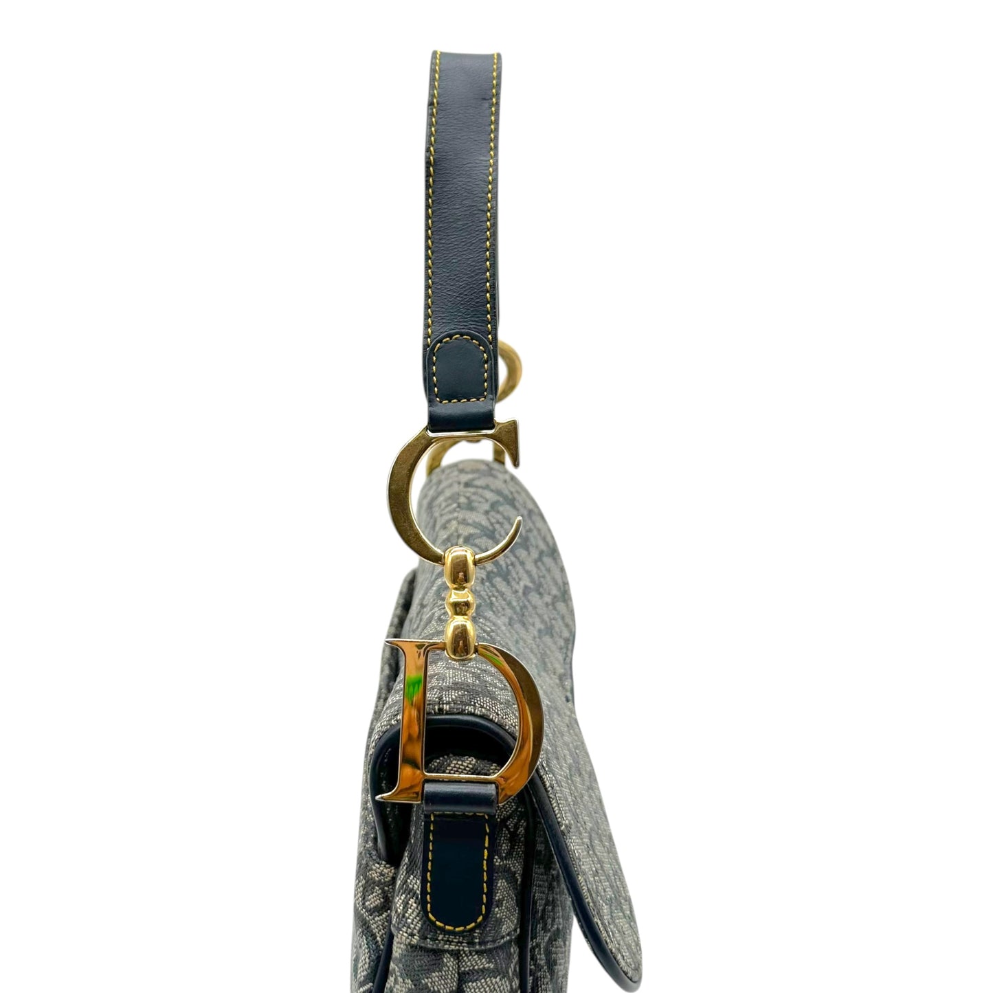 Christian Dior Navy Blue Trotter Monogram Saddle Bag