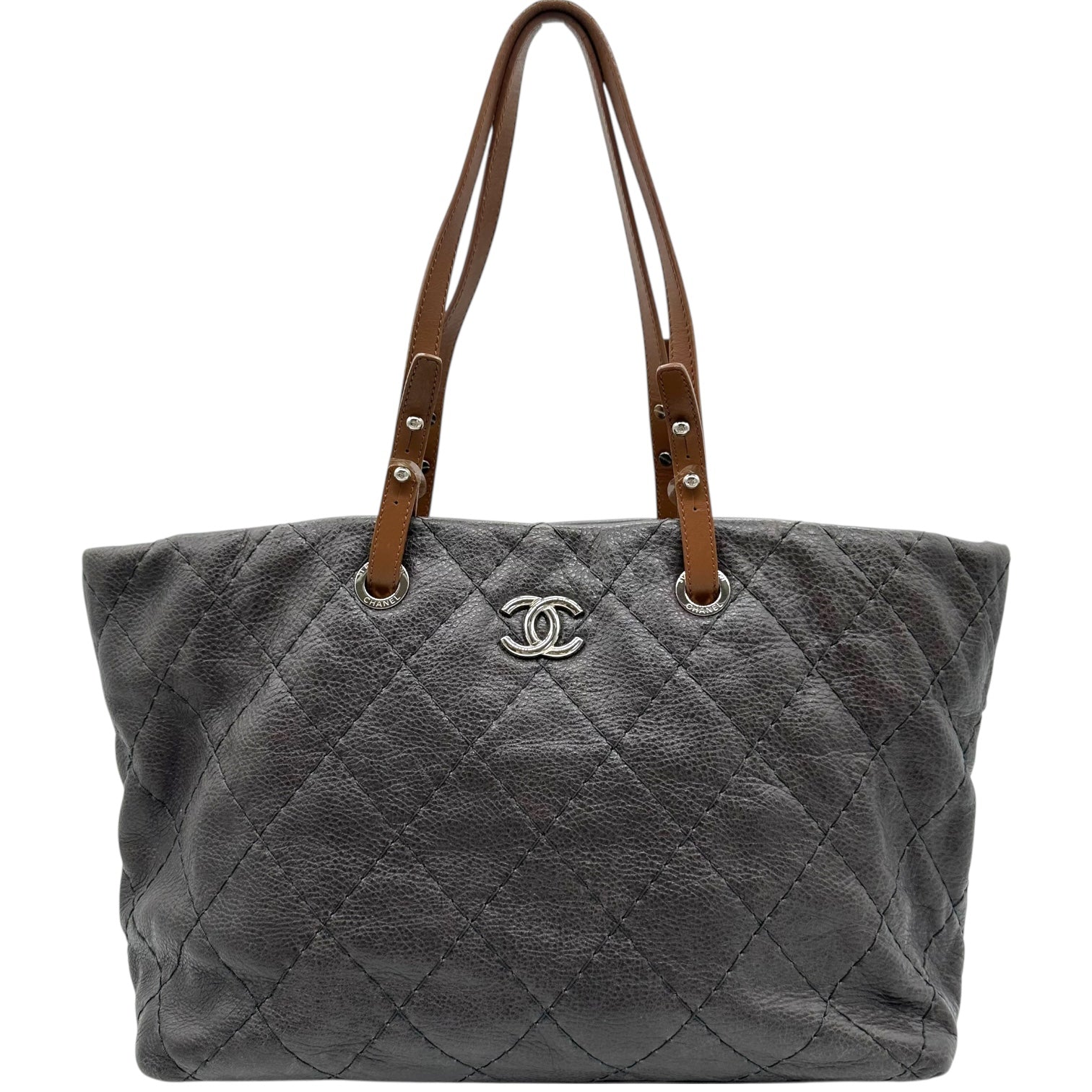 Chanel On the Road Gray & Brown Leather Tote Bag - Outfit Repeater