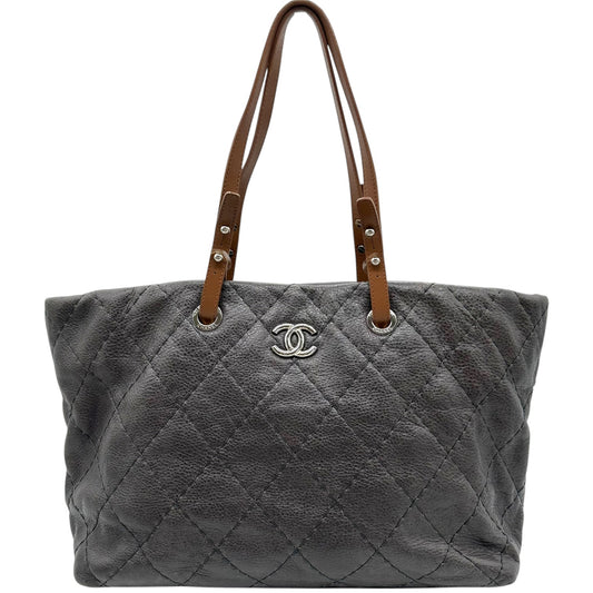 Chanel On the Road Gray & Brown Leather Tote Bag - Outfit Repeater