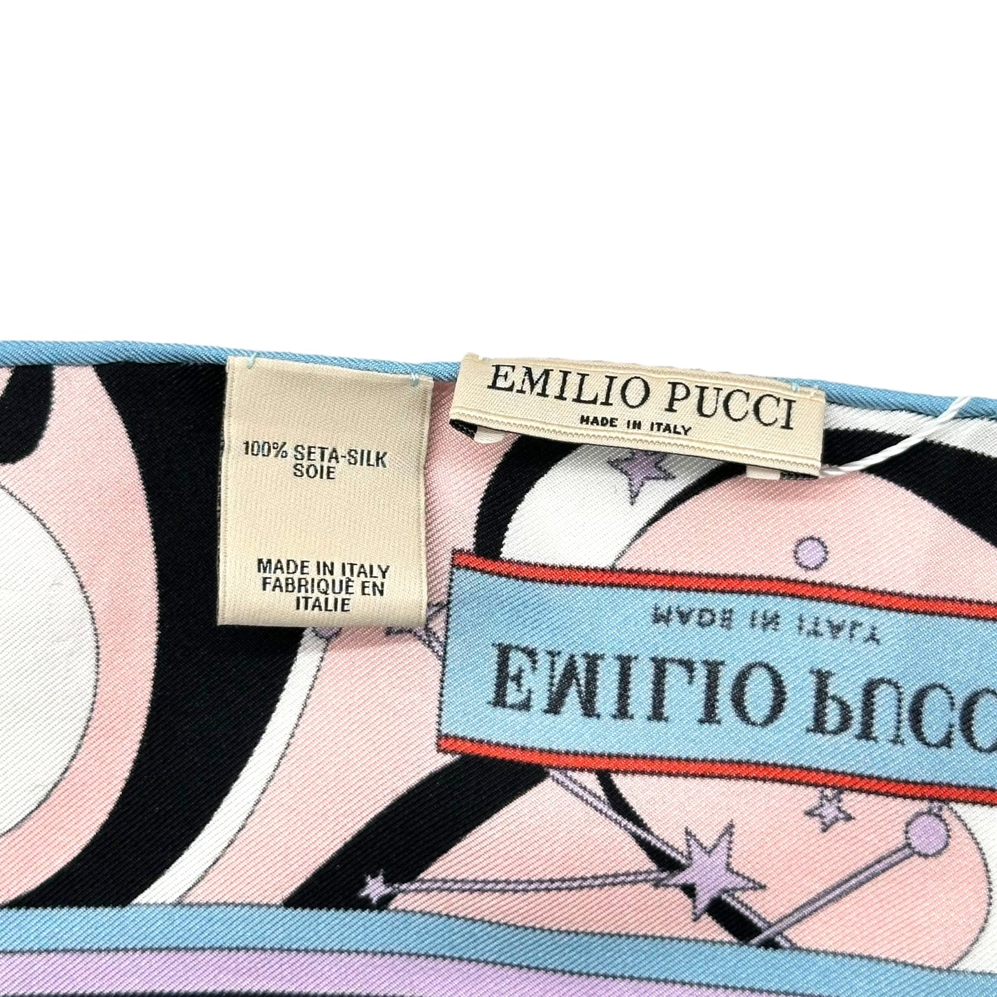 Emilio Pucci Multicolor Astrological Printed Silk Long Scarf