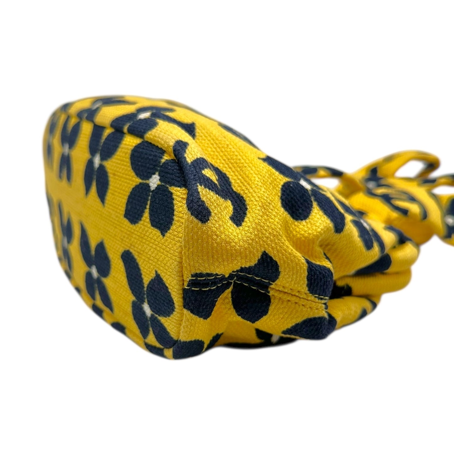 Chanel Yellow & Navy Clover Print Kisslock Bag
