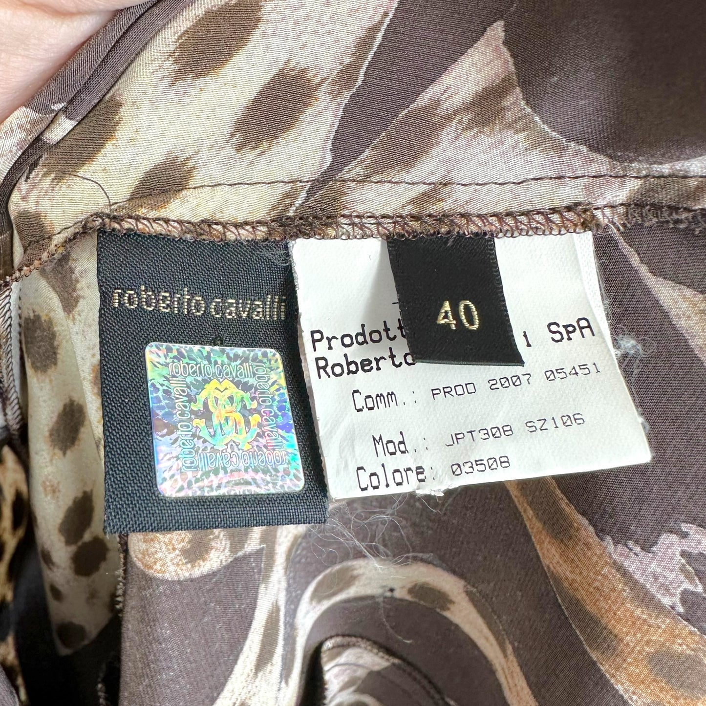 Roberto Cavalli 2007 Patchwork Leopard Print Silk Maxi Skirt