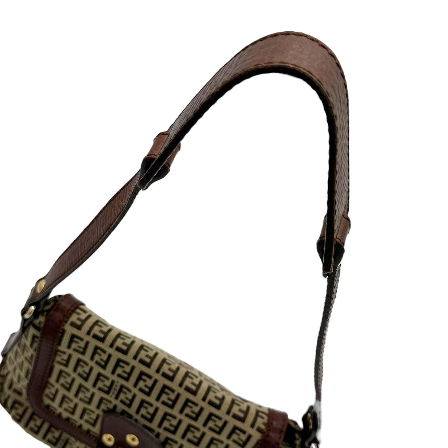 Fendi Brown & Tan Zucchino Monogram Logo Charm Shoulder Bag - Outfit Repeater