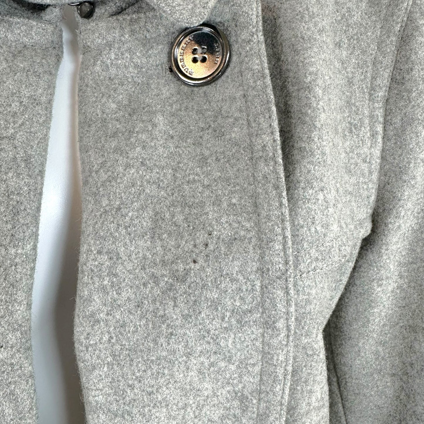 Burberry Gray Wool Trench Coat Double-Breasted Belted