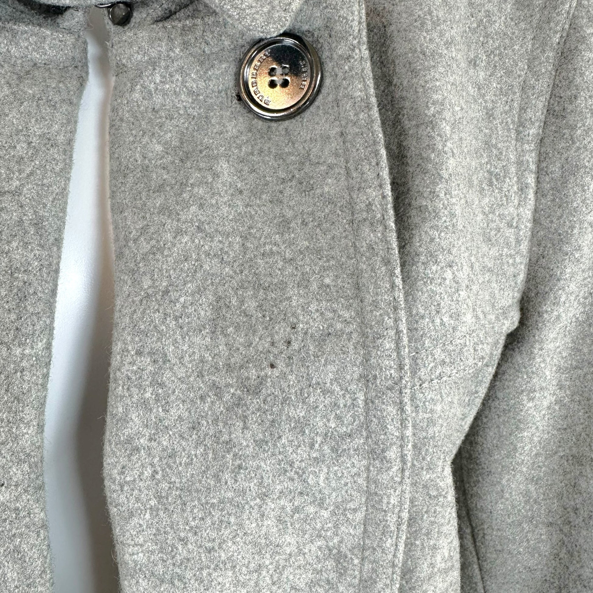 Burberry Gray Wool Trench Coat Double-Breasted Belted