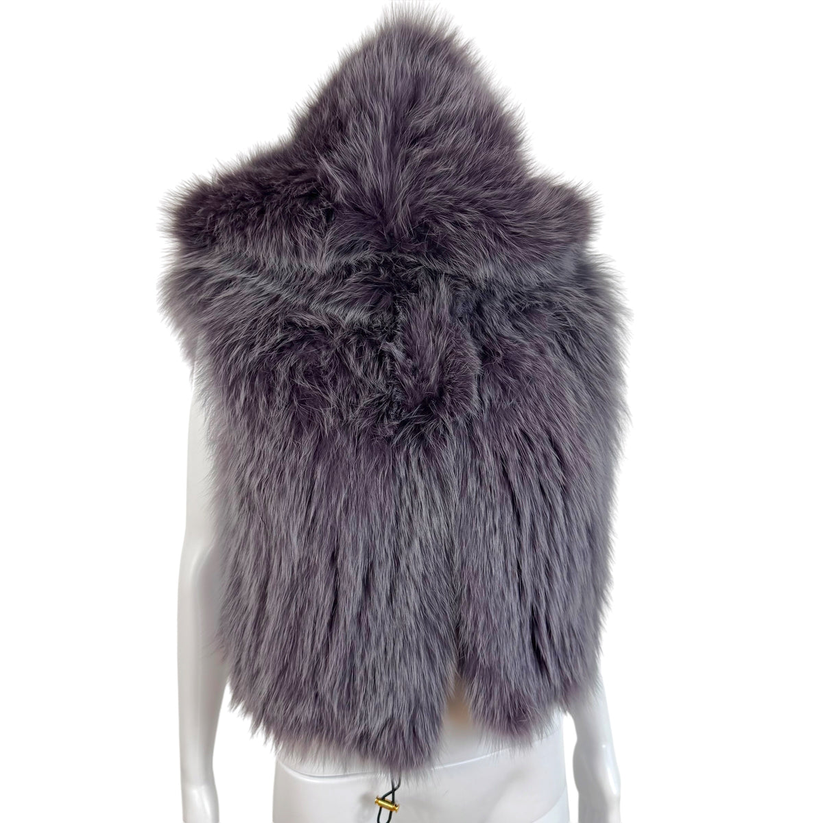 Roberto Cavalli Purple Fox Fur Hooded Sleeveless Vest