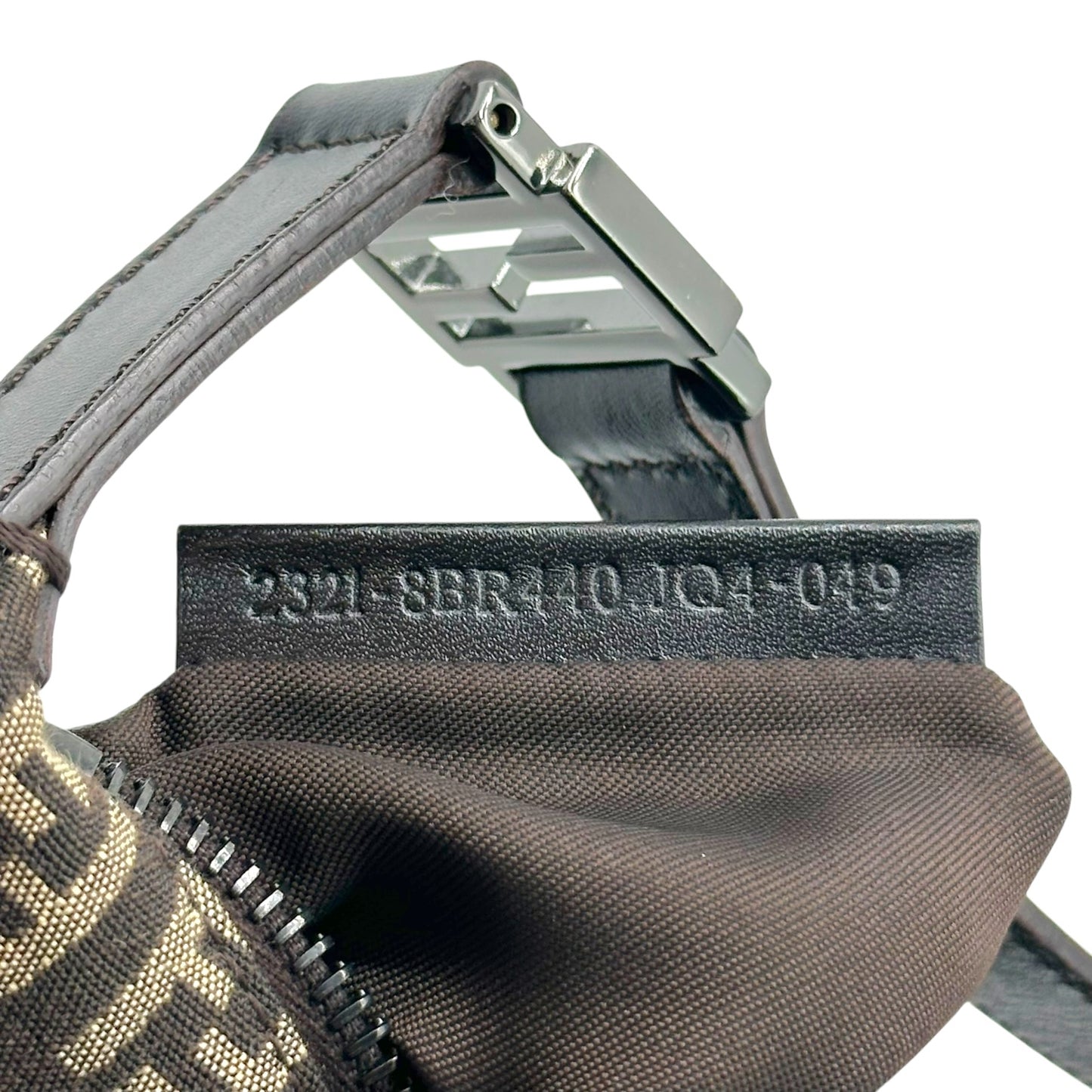 Fendi Brown & Tan Zucchino Monogram Crescent Shoulder Bag