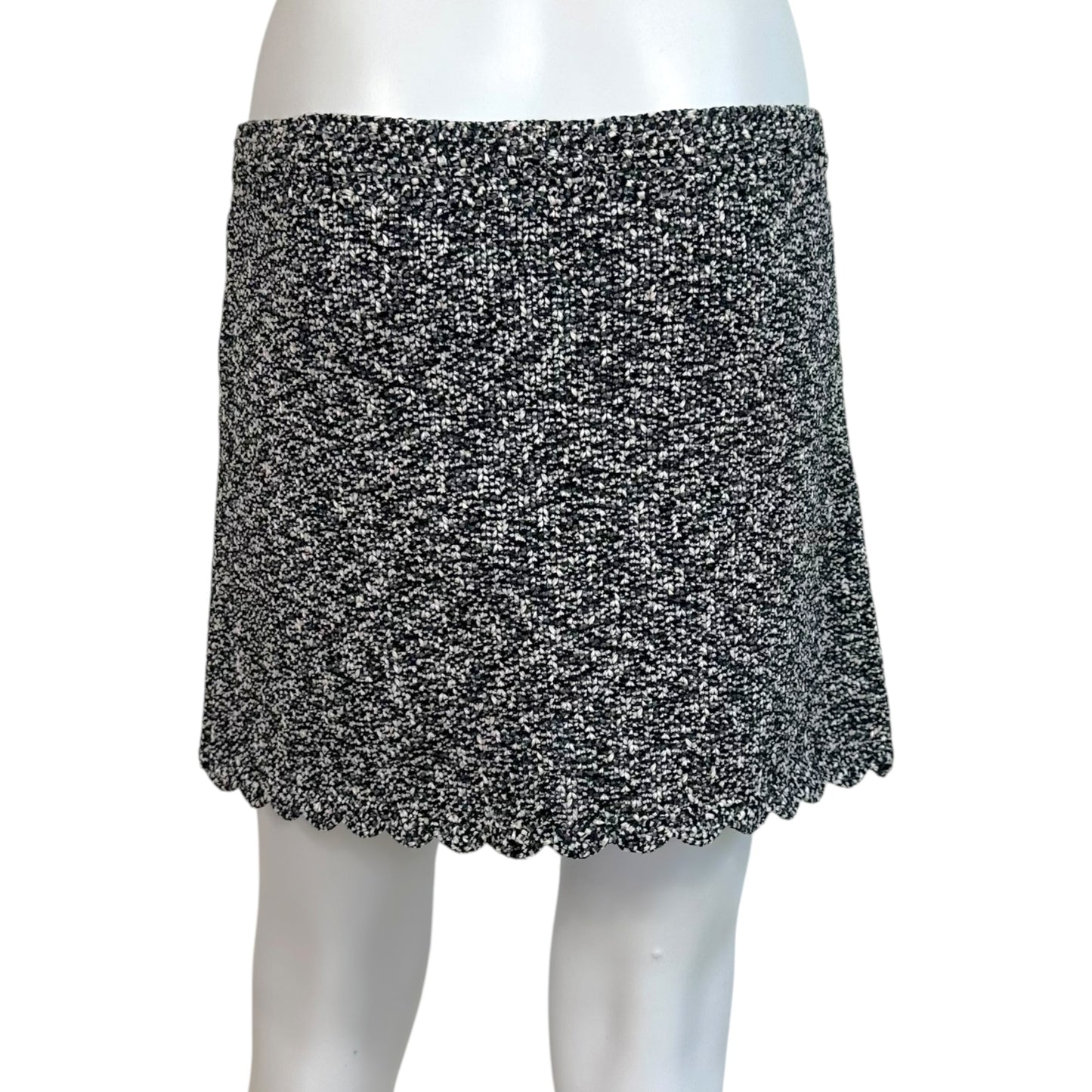 Chanel Black & White Scalloped Hem Cotton Knit Mini Skirt
