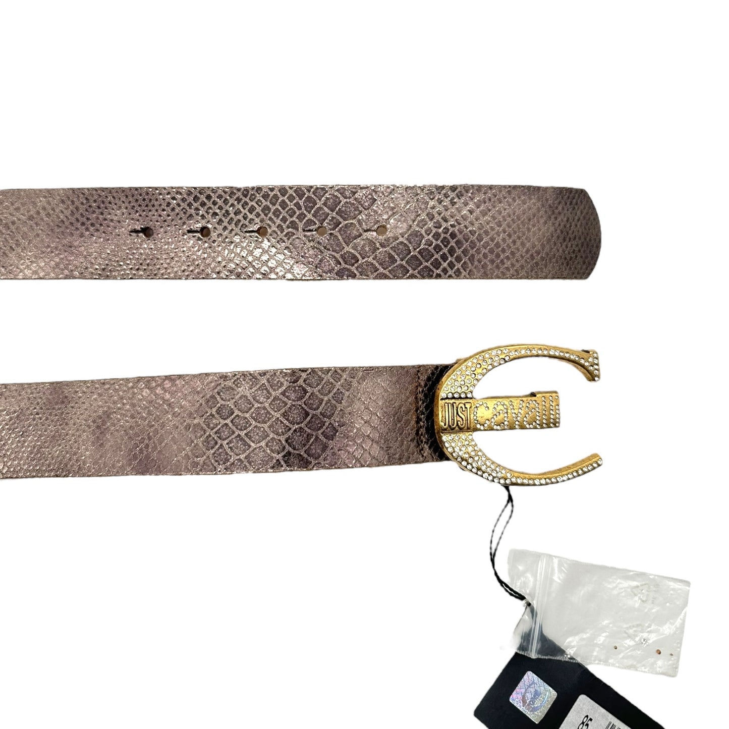 Just Cavalli Rhinestone & Metallic Snakeskin Belt