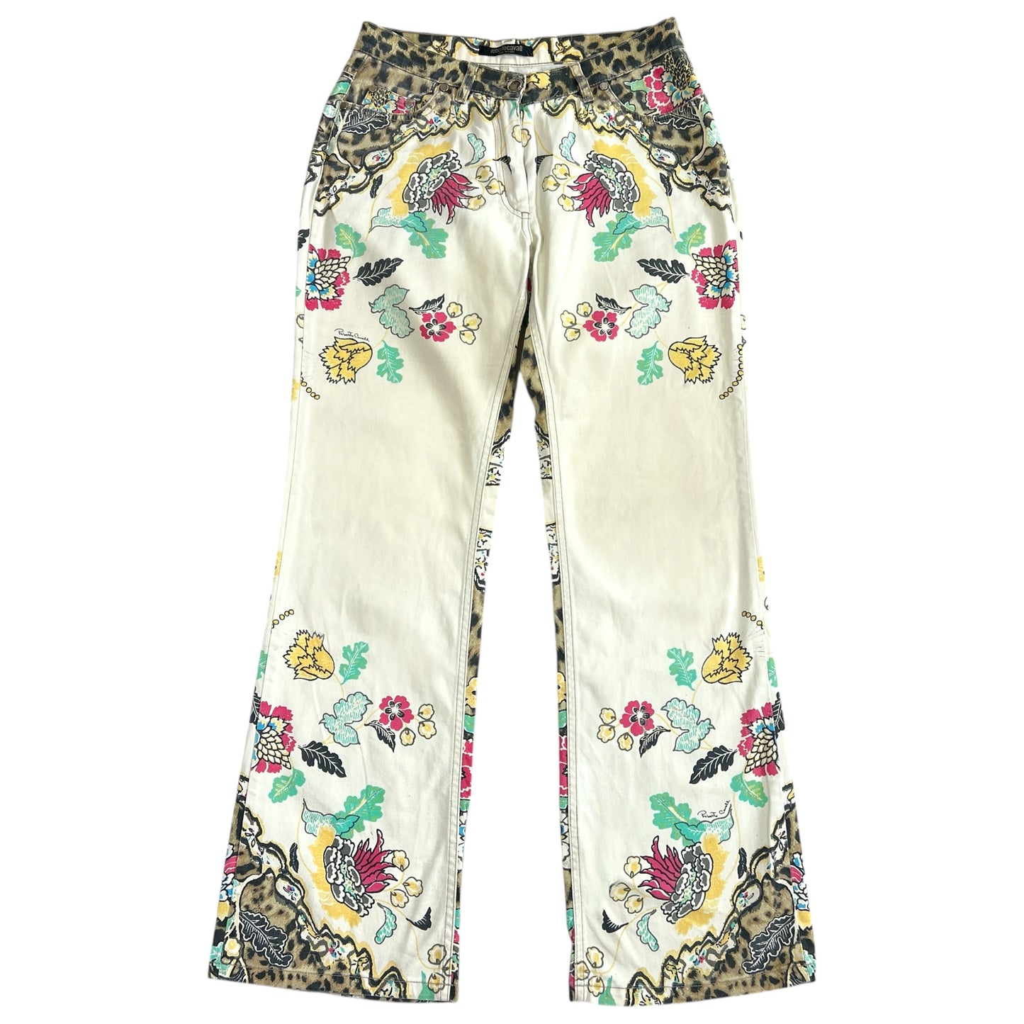 Roberto Cavalli Chinoiserie Floral & Leopard Print Jeans RARE - Outfit Repeater