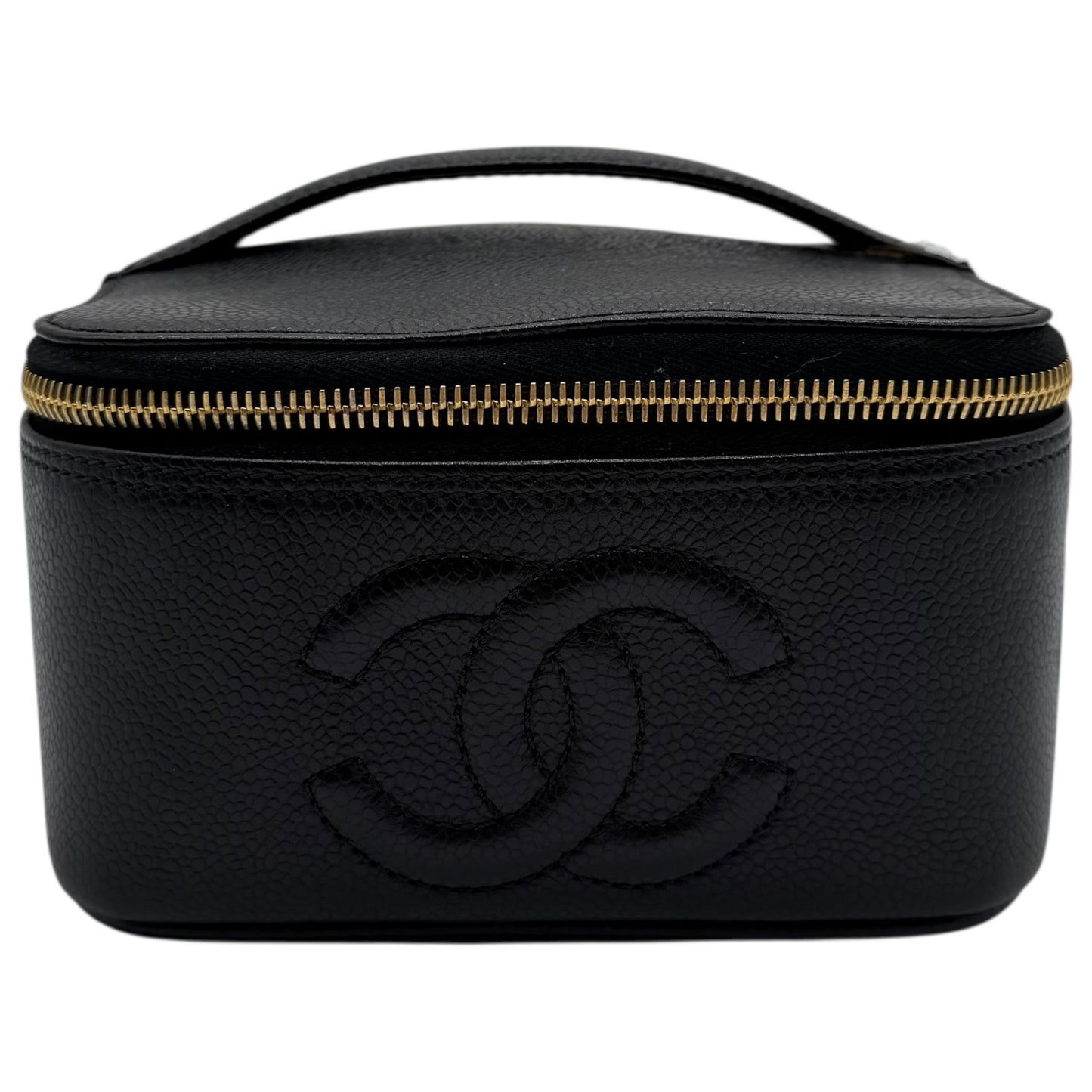 Chanel Black Caviar Leather Square Top Handle Small Vanity Bag 1996-97 - Outfit Repeater