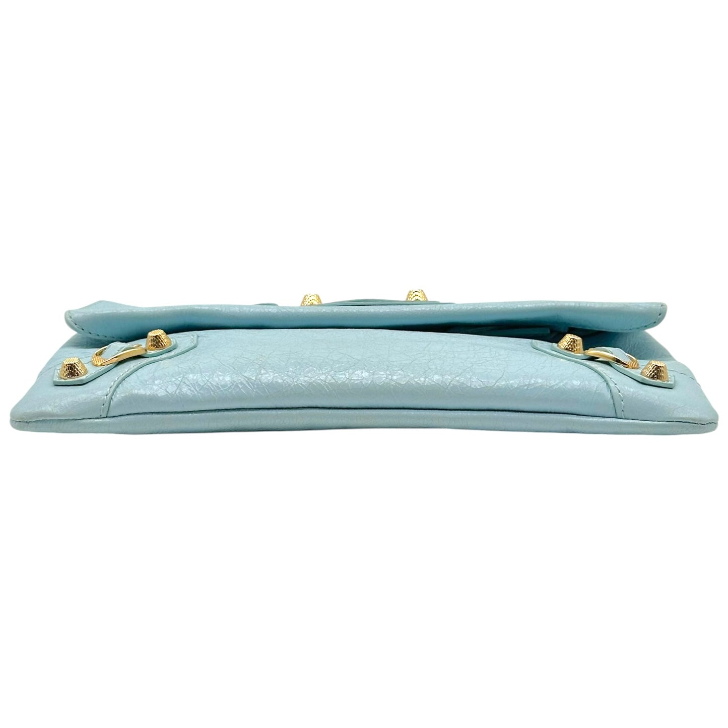 Balenciaga City Clutch Bag Light Blue Gold Hardware