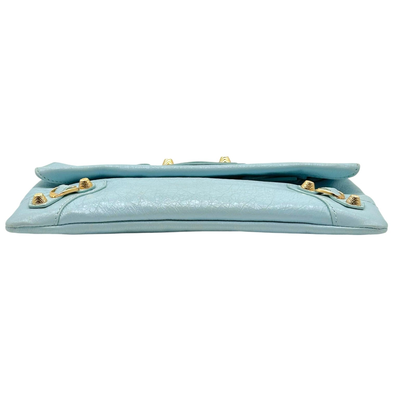 Balenciaga City Clutch Bag Light Blue Gold Hardware