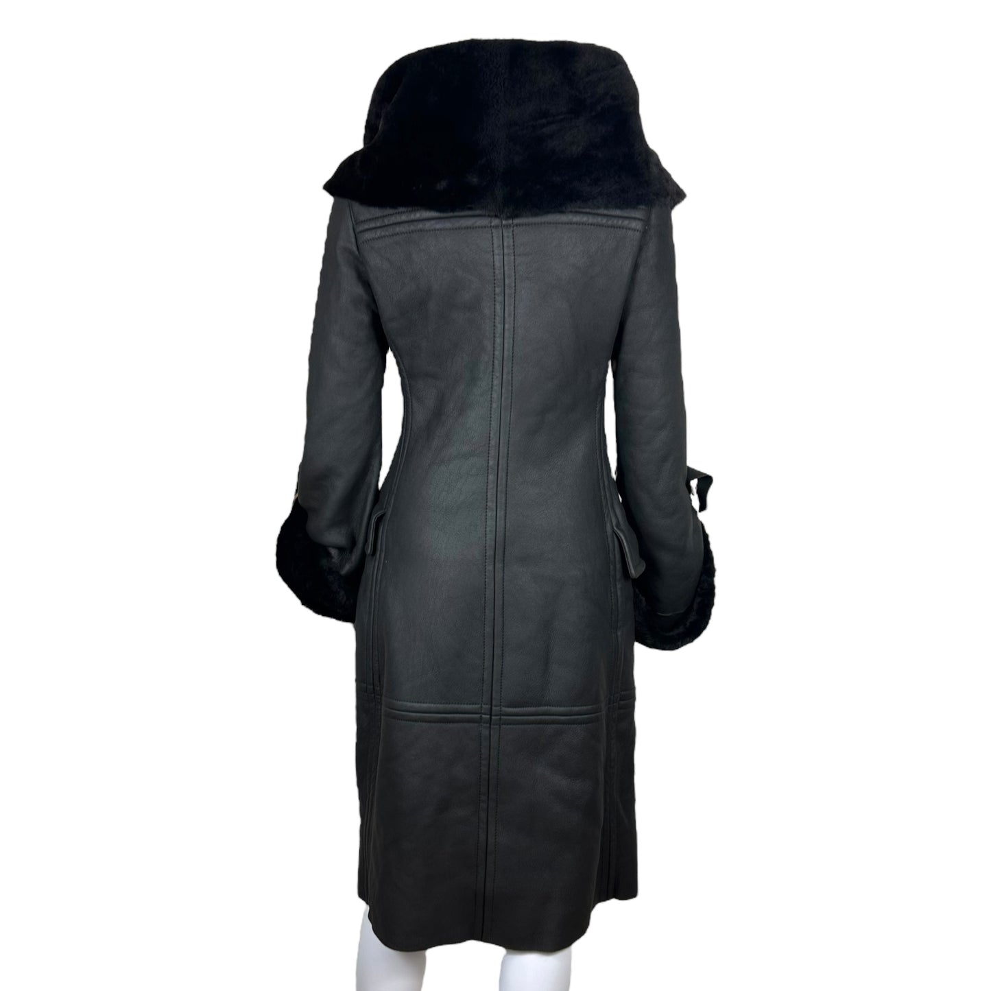 Gucci by Tom Ford F/W 2003 Black Shearling Buckle Cuff Coat