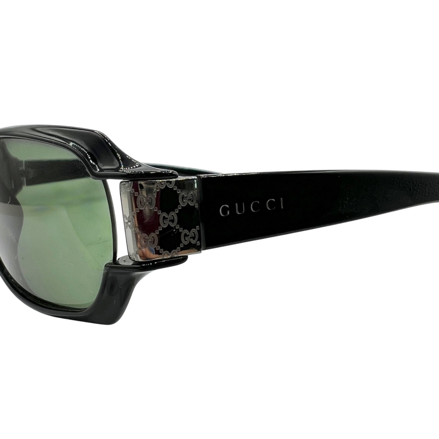Gucci Black & Silver Monogram Side Rectangle Sunglasses GG2547/S