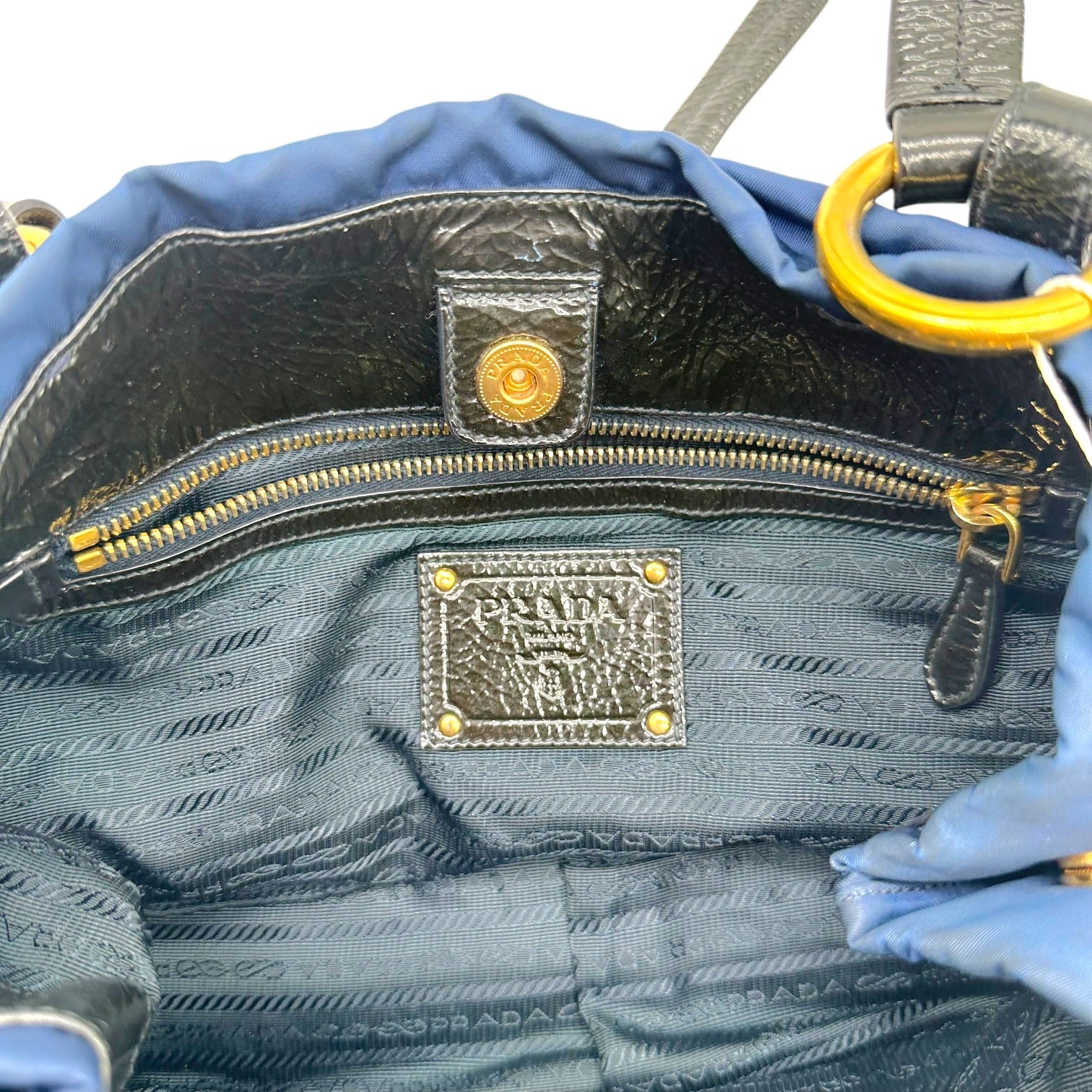 Prada Navy Blue Black Crystal Embellished Tote Bag