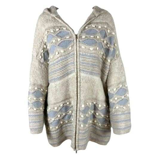 Blumarine Gray & Ivory Patterned Oversized Knit Cardigan