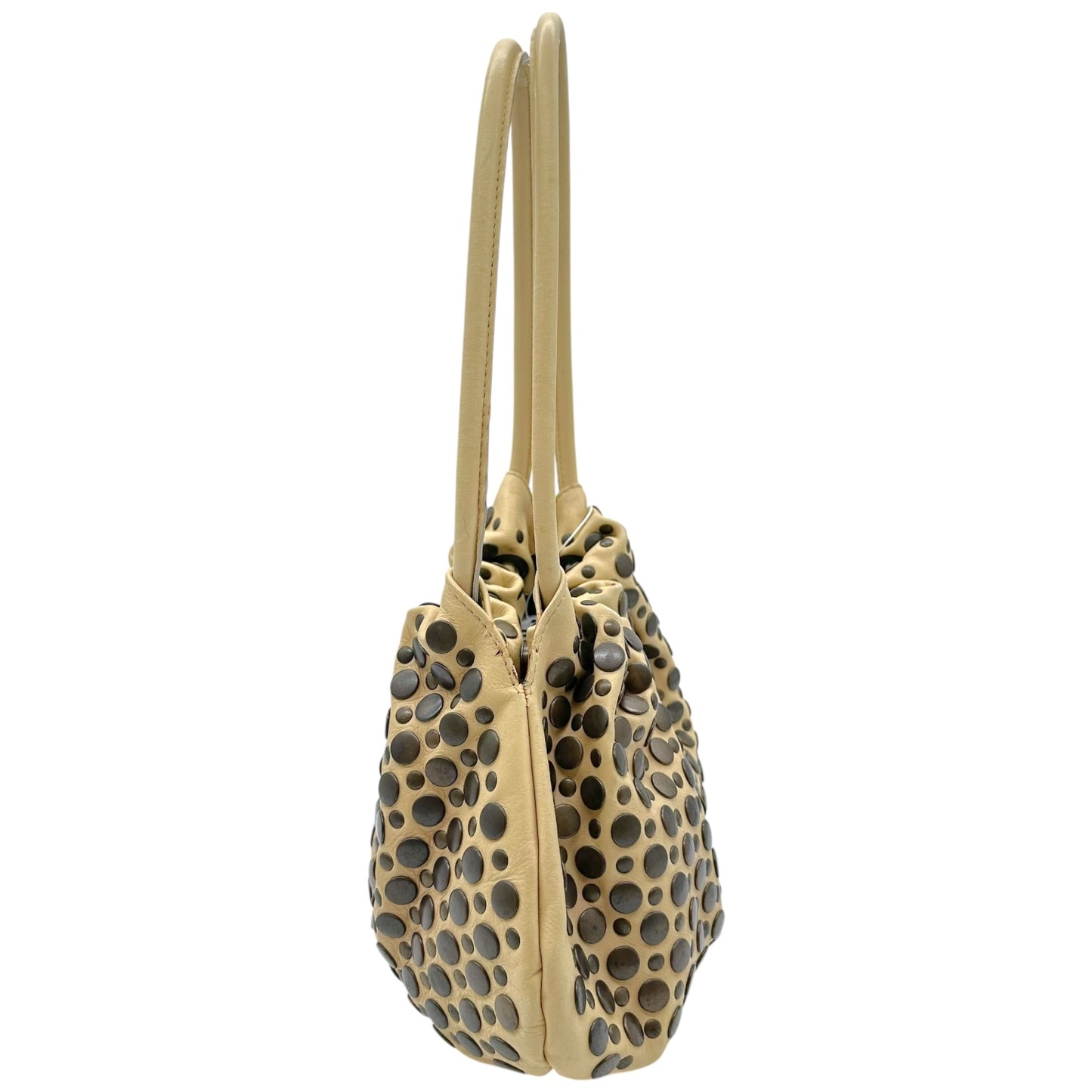 Sonia Rykiel Beige Leather Studded Domino Bag