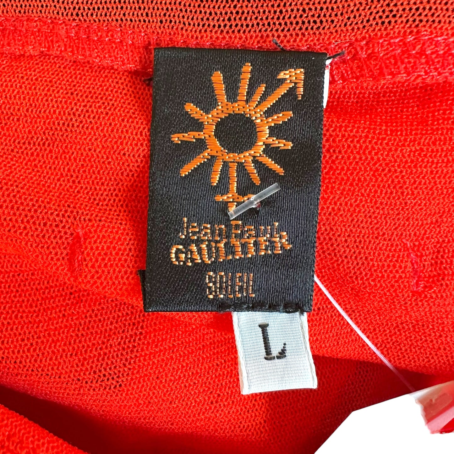 Jean Paul Gaultier Soleil Red Mesh Embroidered Batwing Top