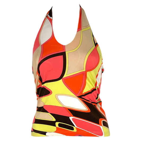 Emilio Pucci Brown & Orange Printed Halter Tank