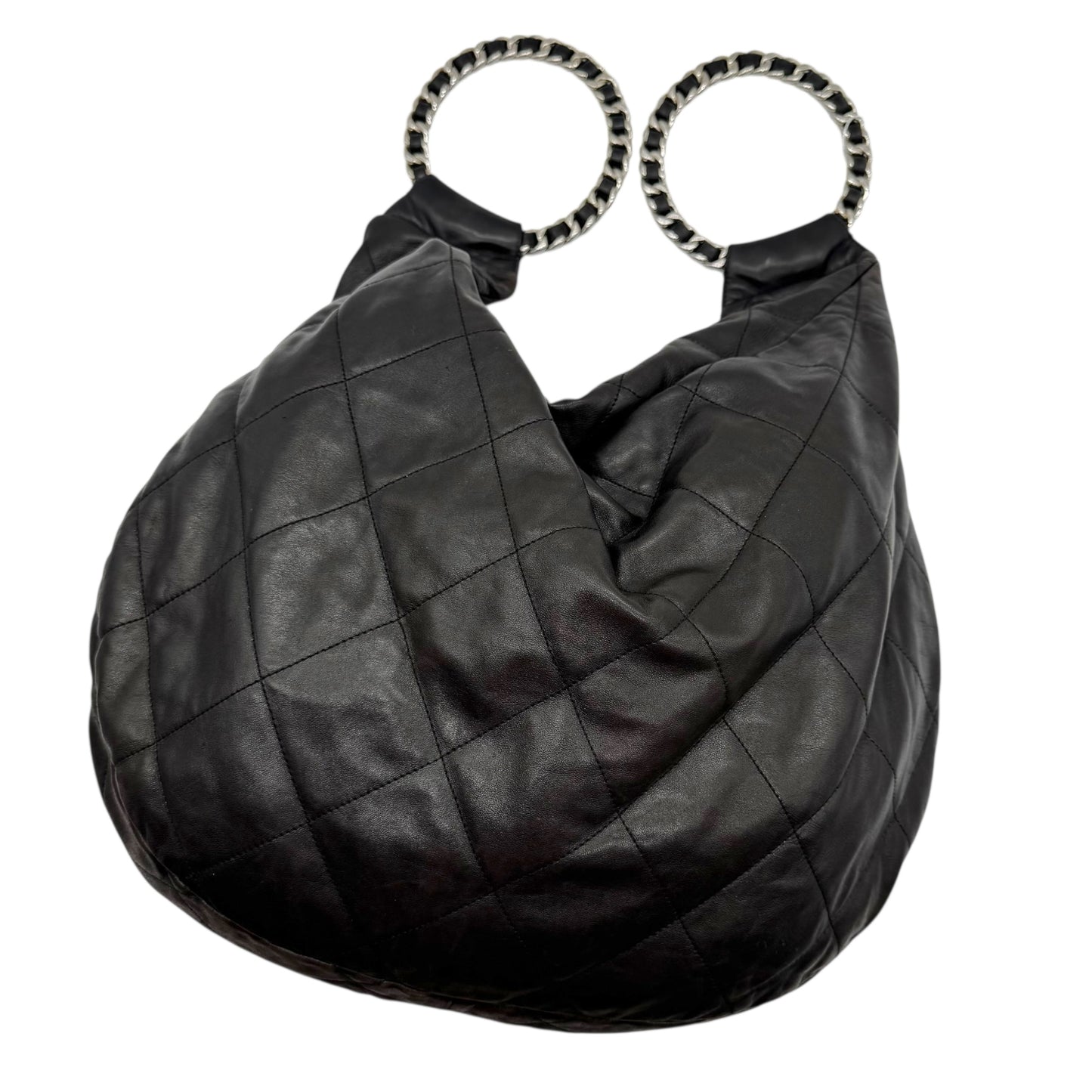 Chanel Black Matelasse Quilted Lambskin Oversized Ring Handle Hobo 1994-96] - Outfit Repeater
