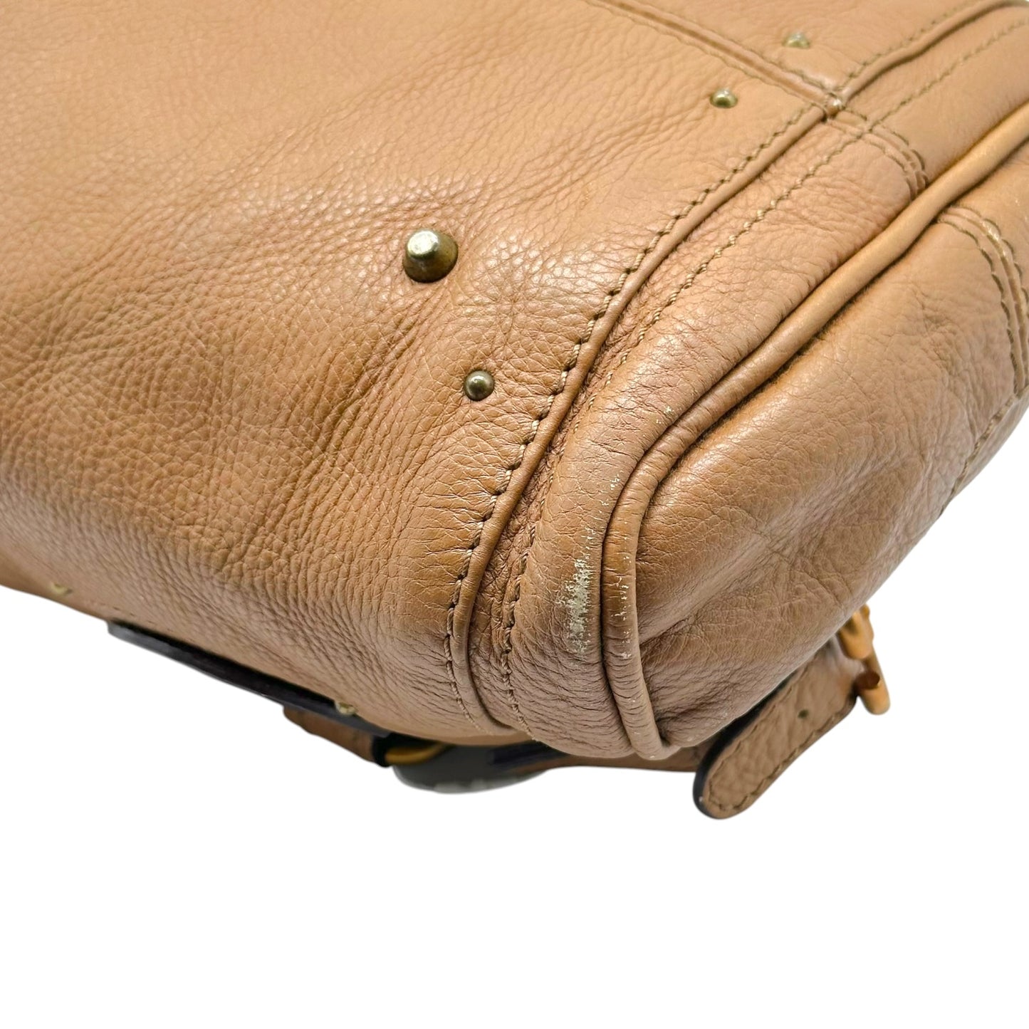 Chloé Brown Leather Shoulder Bag with Padlock Detail