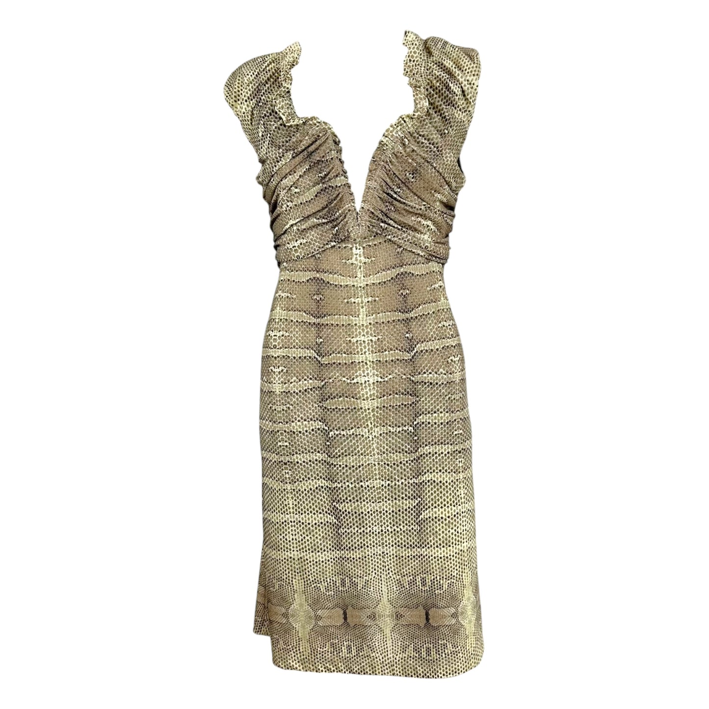 Roberto Cavalli Off-Shoulder Snakeskin Print Mini Dress