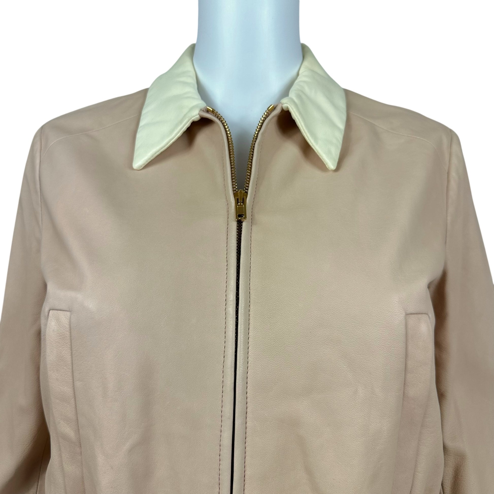 Miu Miu Pale Pink Leather Collared Jacket - Outfit Repeater