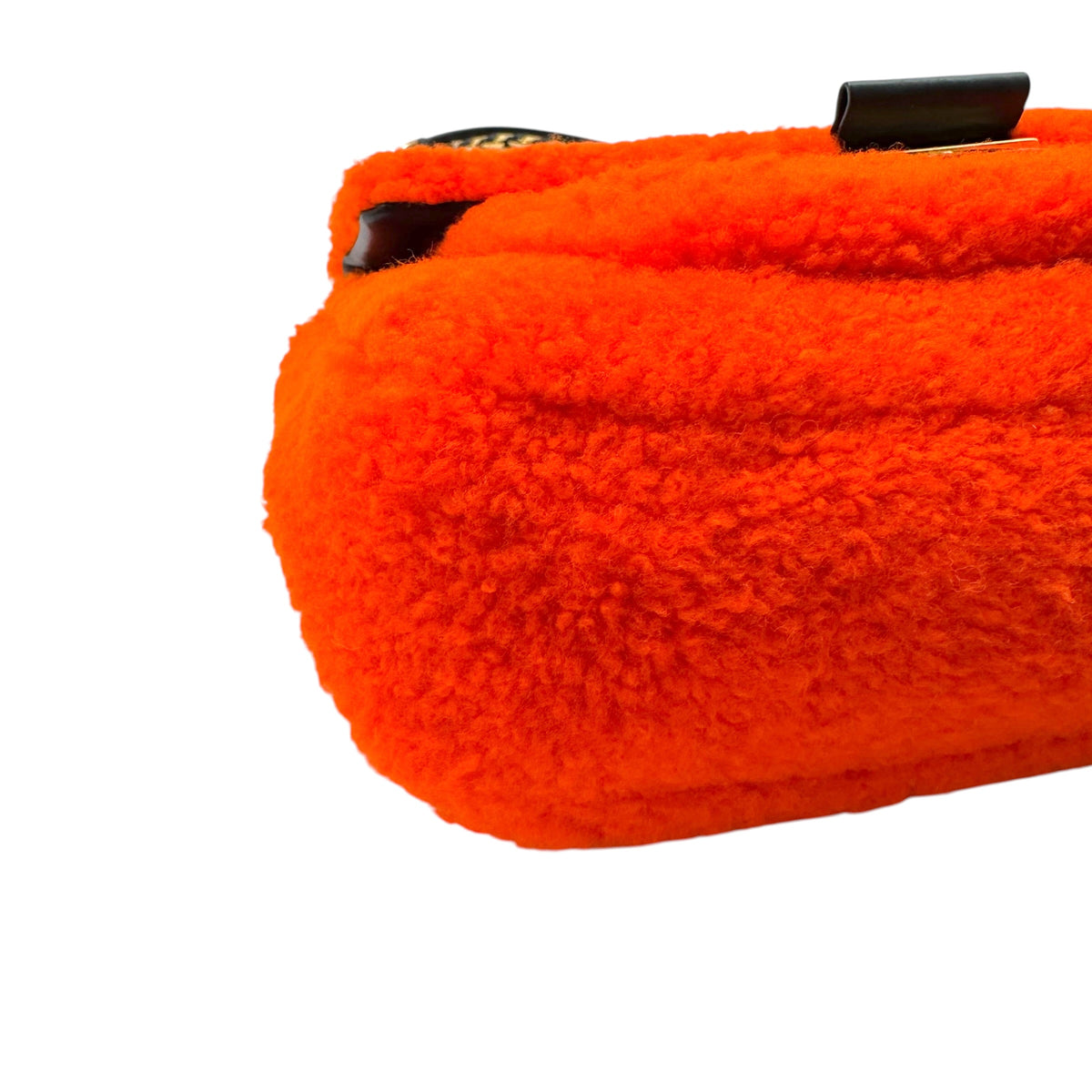 Fendi Bright Orange Shearling Be-Baguette 2-Way Bag