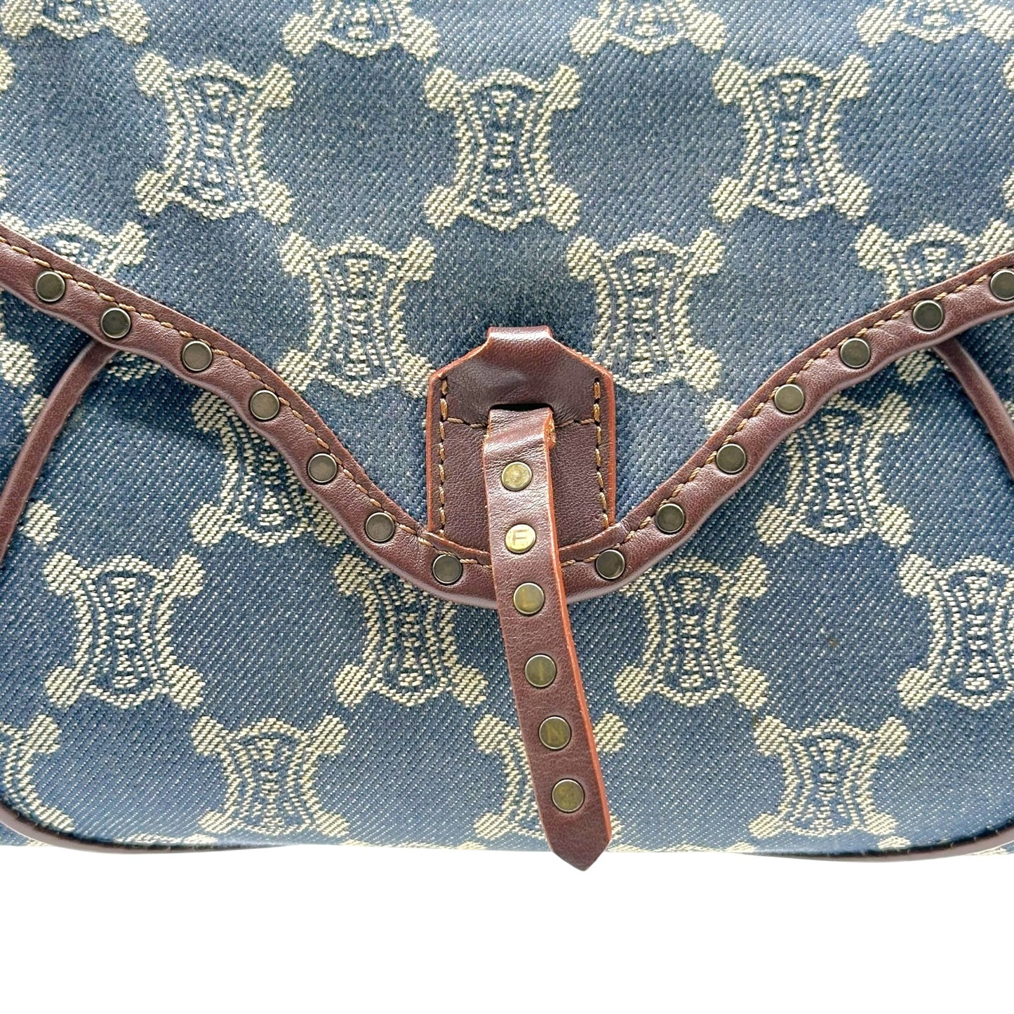 Celine Denim Triomphe Monogram Poulbot Bag