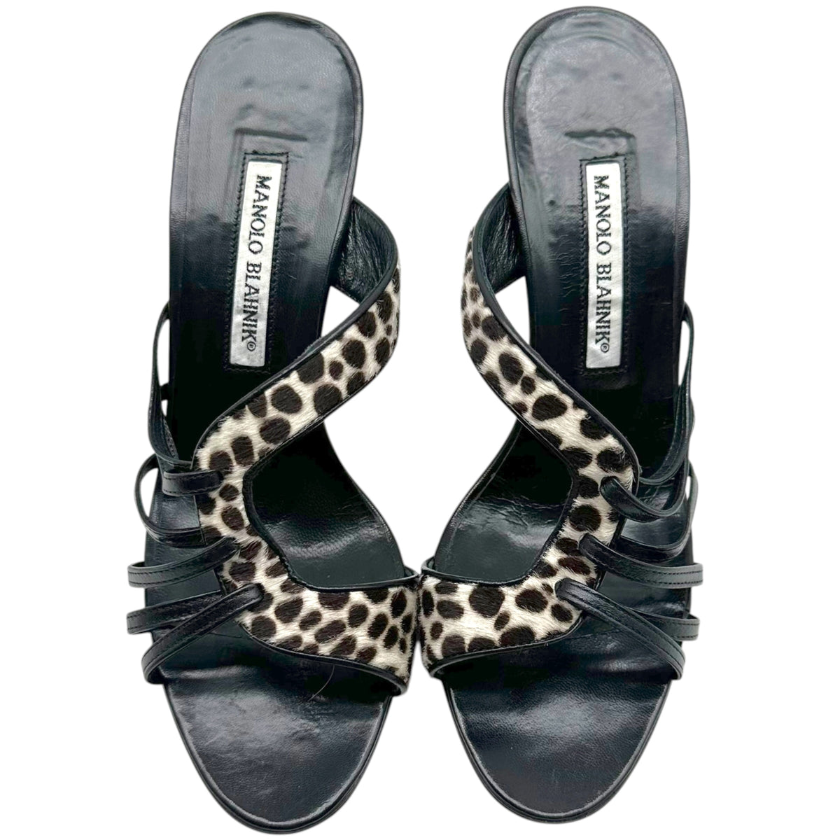 Manolo Blahnik Spotted Ponyhair Strappy Heeled Sandals