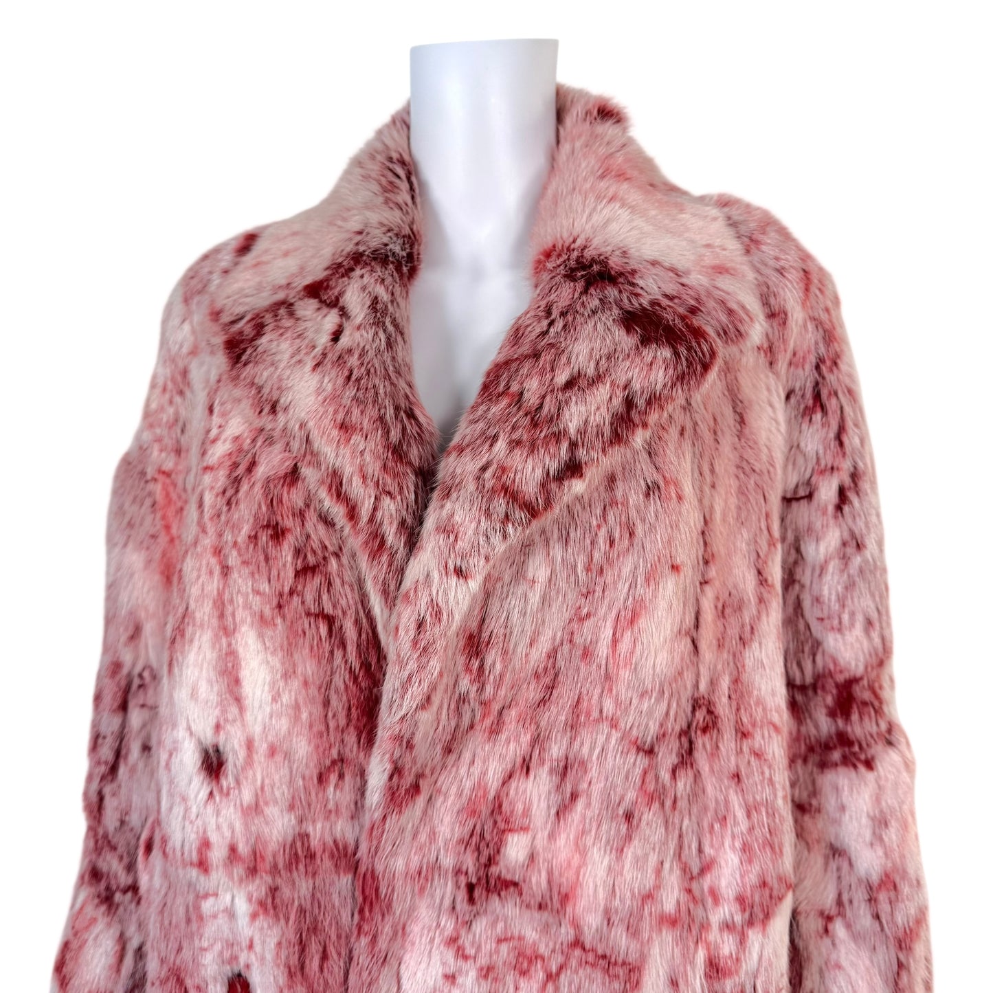 Vintage Pink Rabbit Fur Knee Length Coat - Outfit Repeater