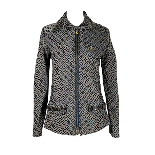 Fendi Navy Blue Zucchino Monogram Print Jacket