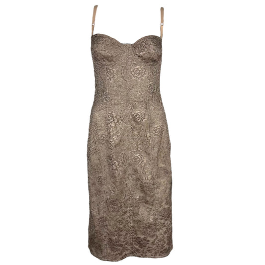 Dolce & Gabbana Tan Lace Corset Midi Dress - Outfit Repeater