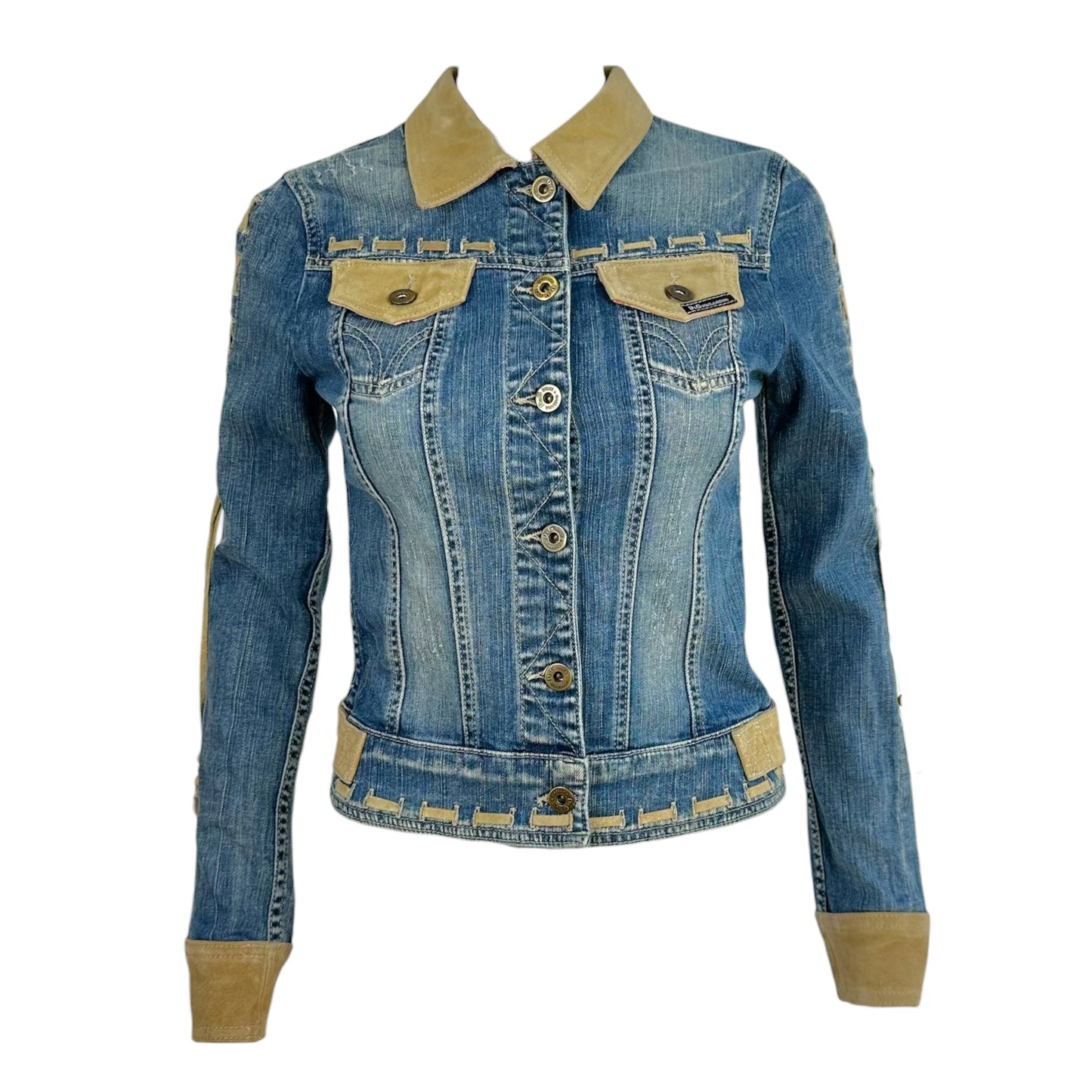 D&G Dolce & Gabbana Denim & Suede Lace-Up Jacket