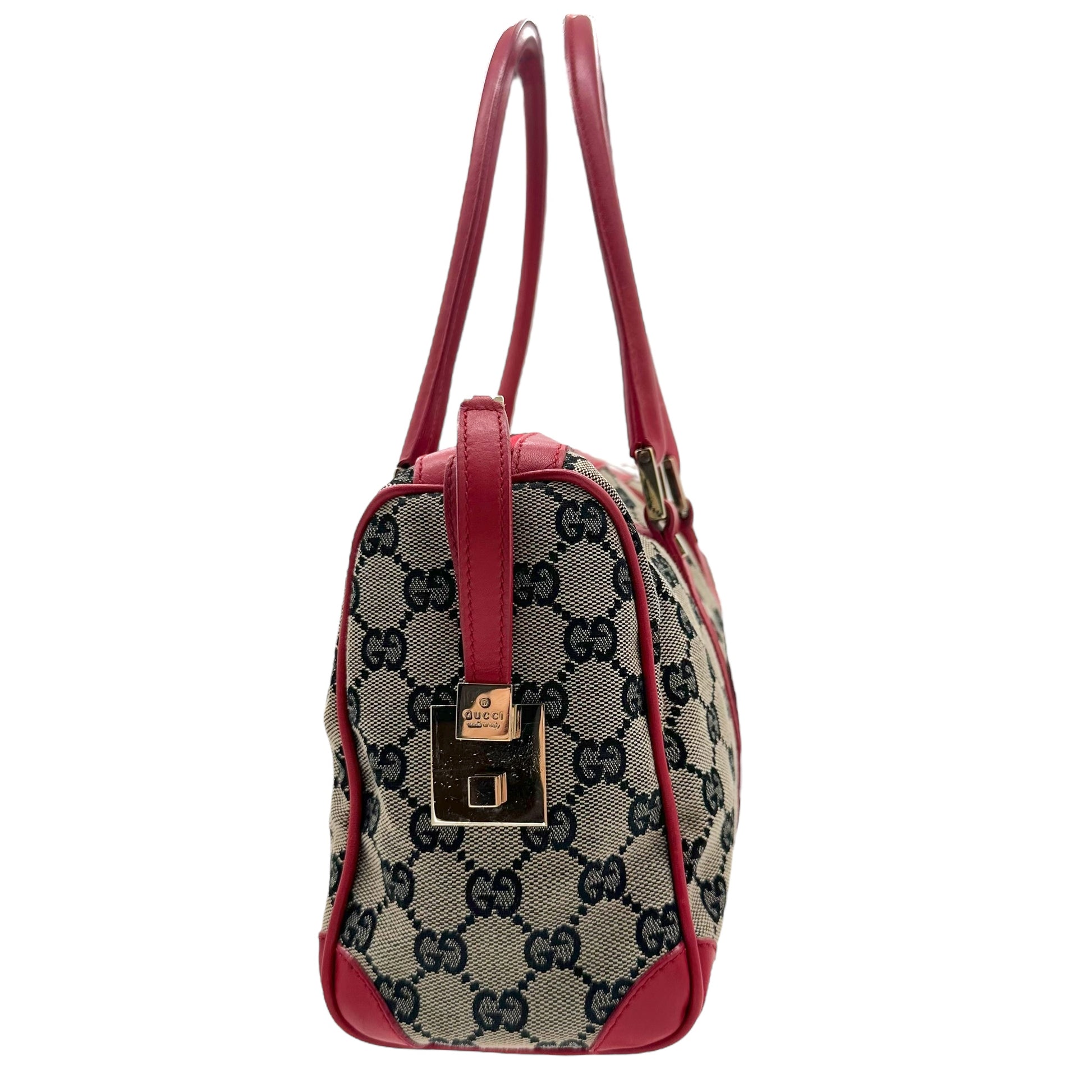 Gucci Red Trim Monogram Boston Bag - Outfit Repeater