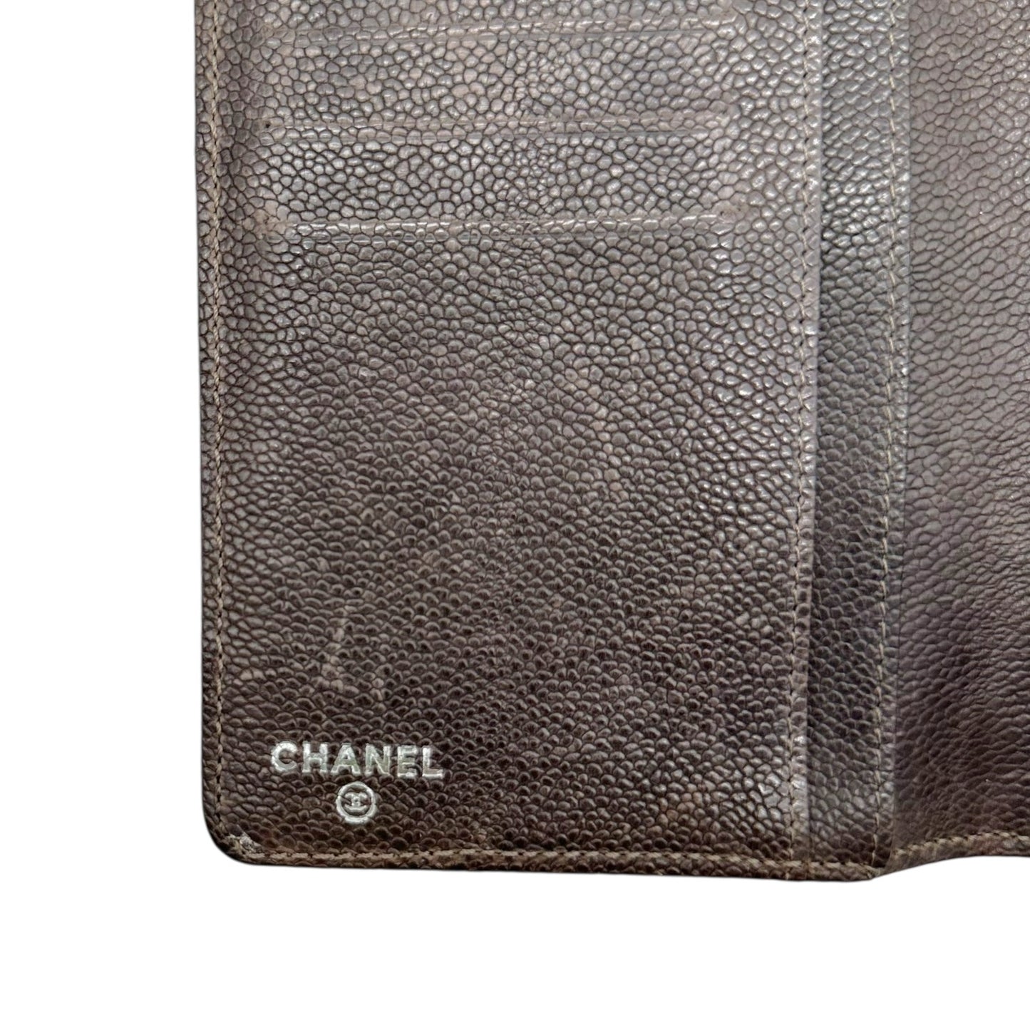 Chanel Brown Caviar Leather Wild Stitch Rechangle Bi-Fold Wallet