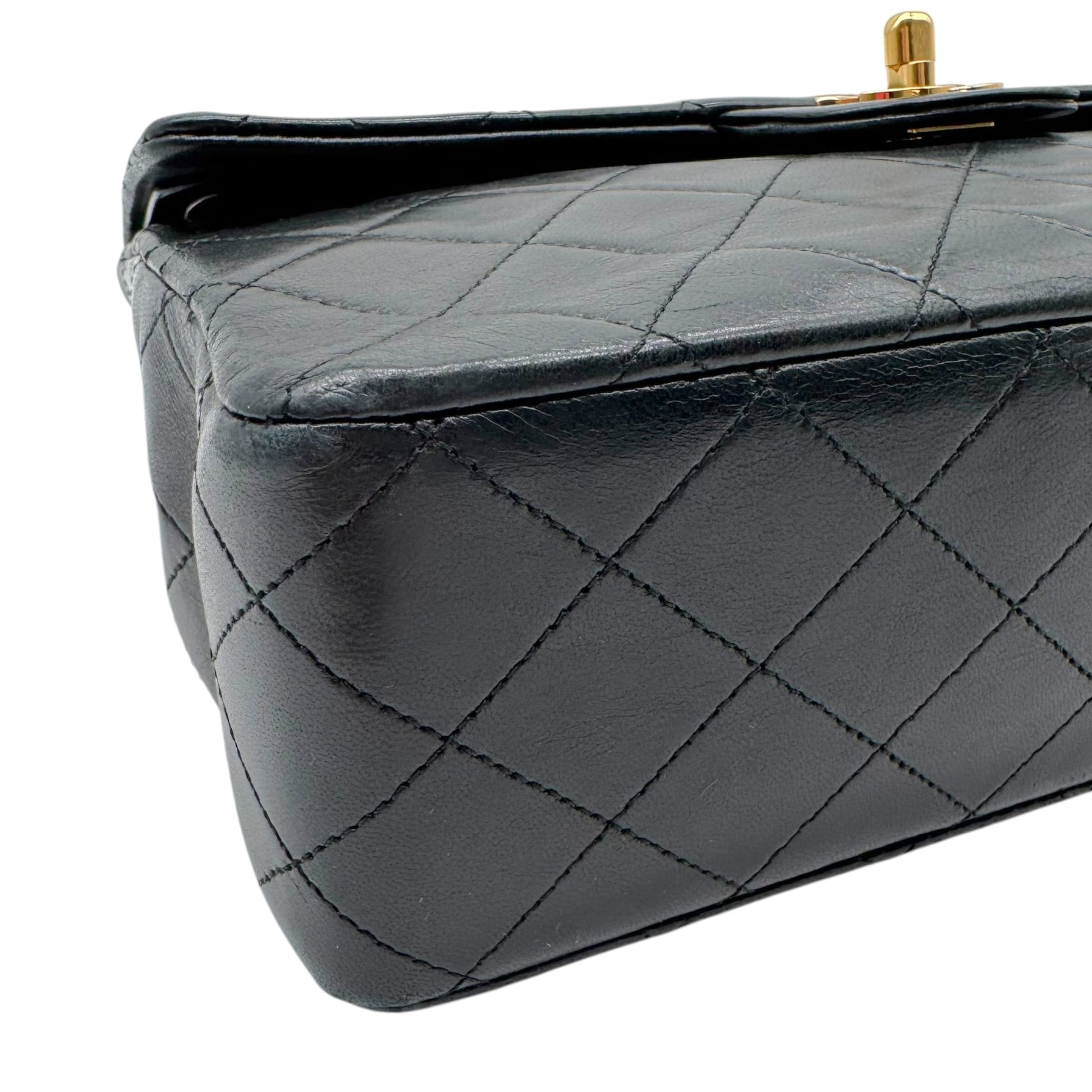Chanel Black Lambskin Medium Square Double Flap Bag