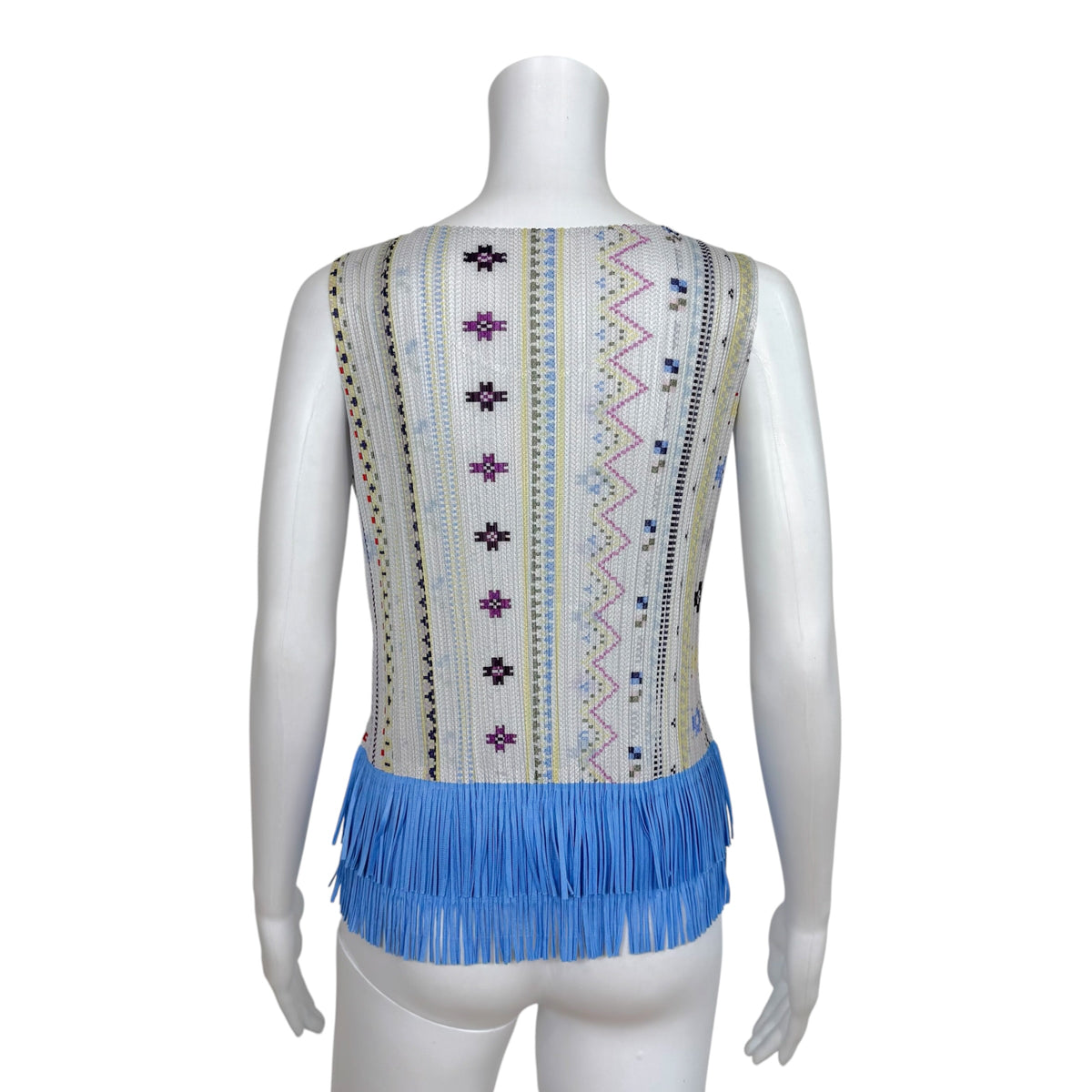 Issey Miyake Pleats Please Nordic Pixel Print Tank Blue Multi