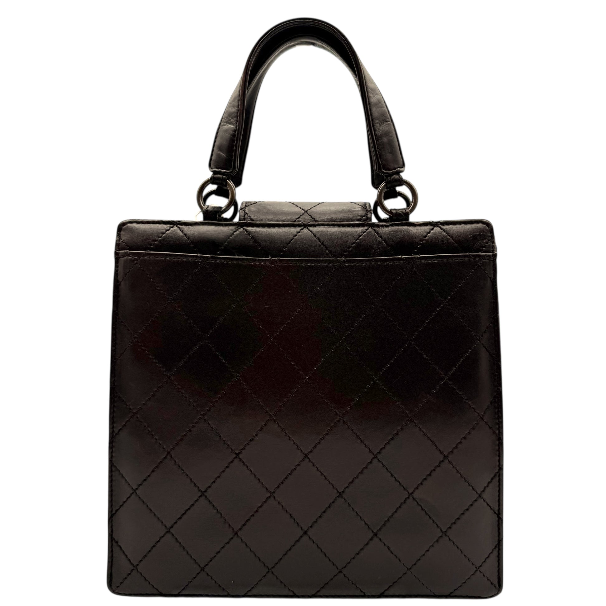 Chanel Chocolate Brown Leather Quilted Top Handle Mini Tote - Outfit Repeater