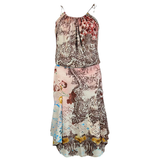 Pein Sud Jeans Pink Paisley & Floral Printed Tank & Midi Skirt Set