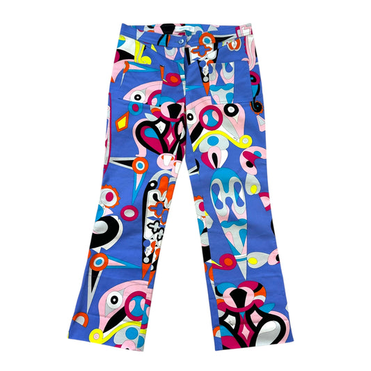 Emilio Pucci Purple Multicolor Printed Capri Pants