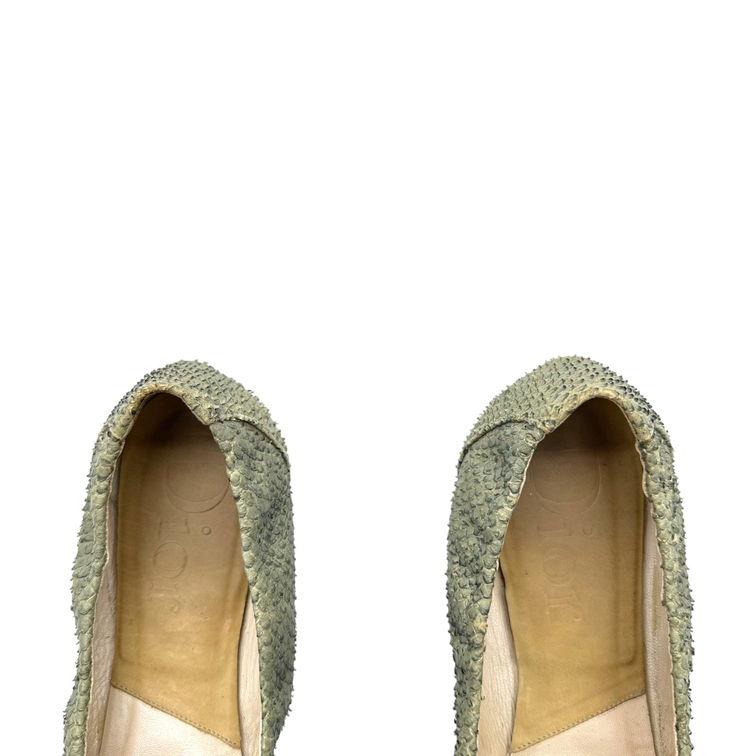 Christian Dior Pale Green Snakeskin Gaucho Flats - Outfit Repeater