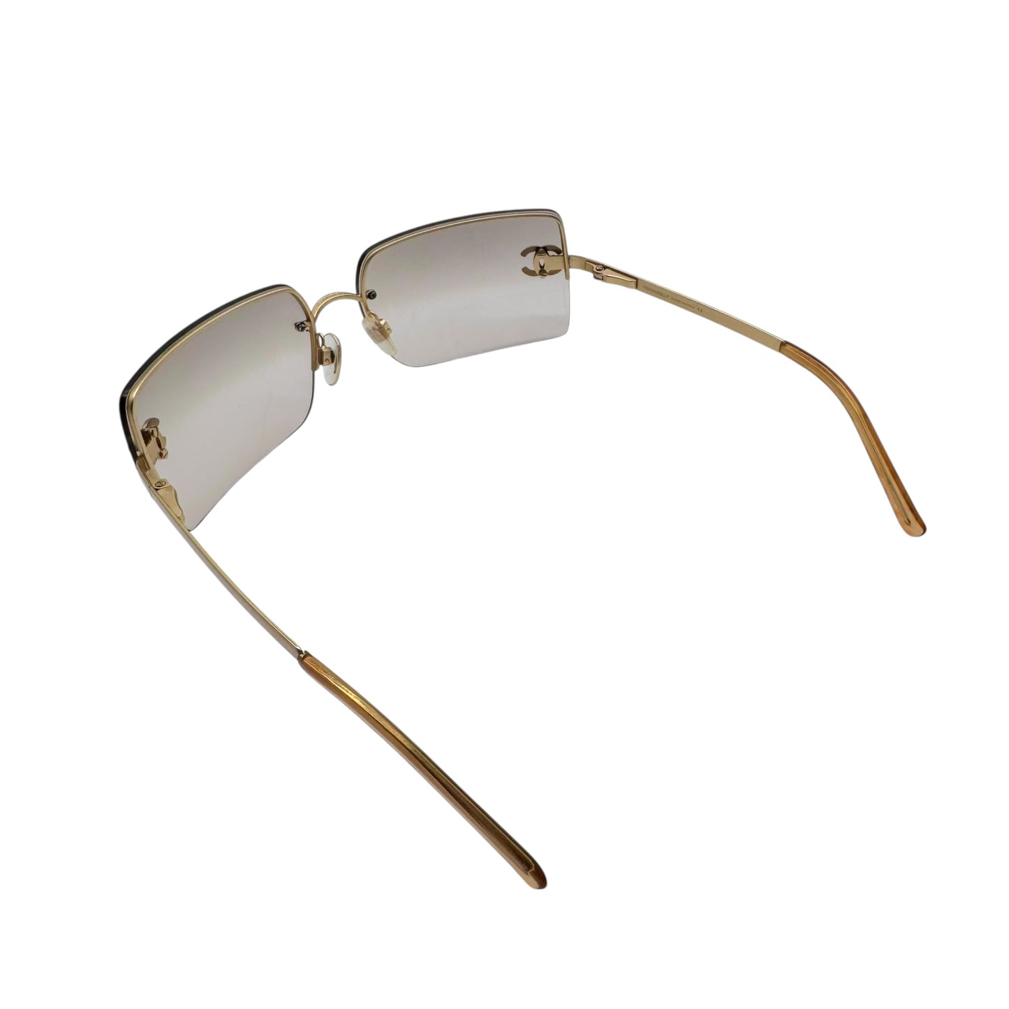 Chanel Beige/ Gold Crystal Logo Rimless 4092-B Sunglasses