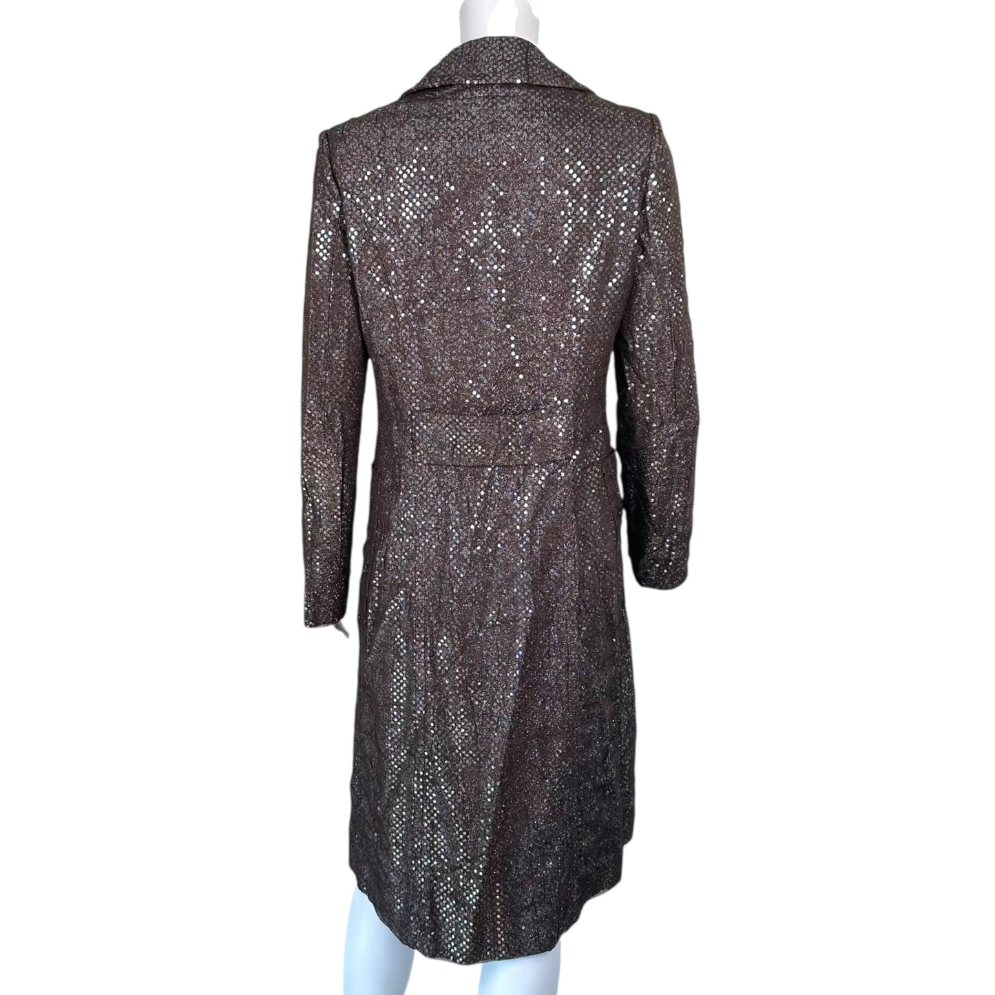 Just Cavalli Roberto Cavalli Brown Sequin & Mesh Trench Coat