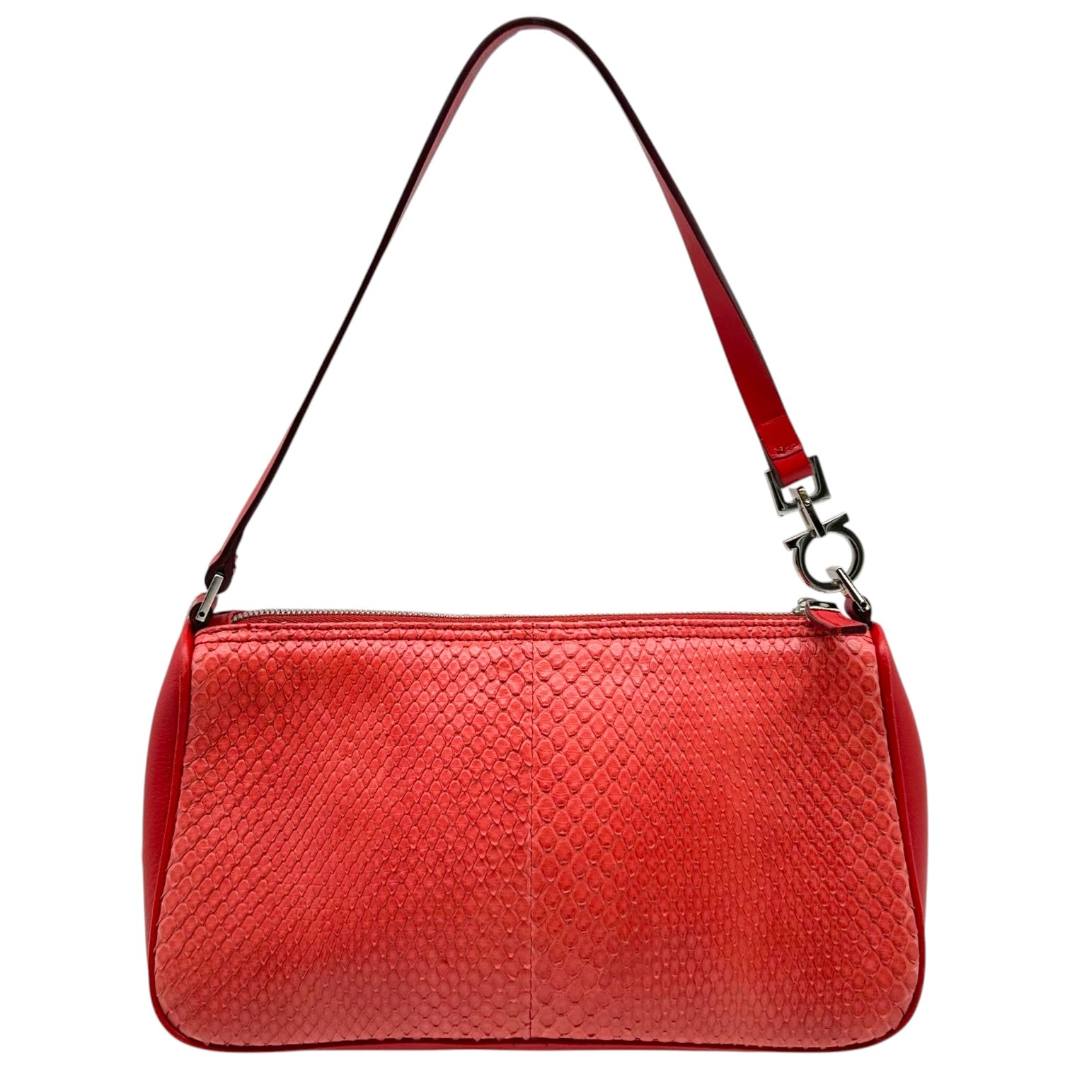 Salvatore Ferragamo Red Python Leather Pochette Bag