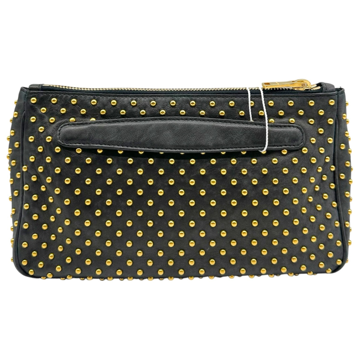 Miu Miu Black Lambskin Gold Studded Pouch Clutch Bag