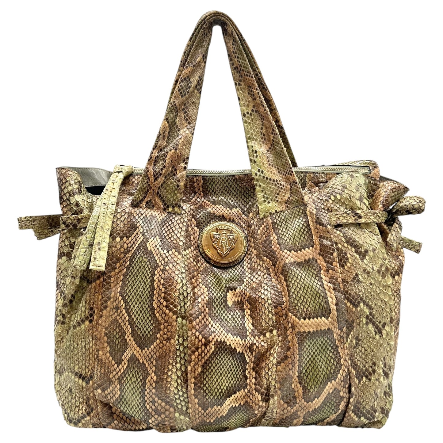 Gucci Green Python Large Hysteria Tote Bag