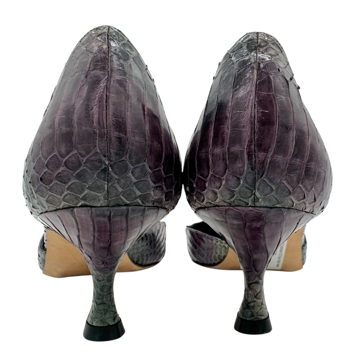 Manolo Blahnik Purple Snakeskin D'Orsay Kitten Heels