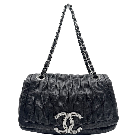 Chanel Black Perforated Leather Shoulder Bag
